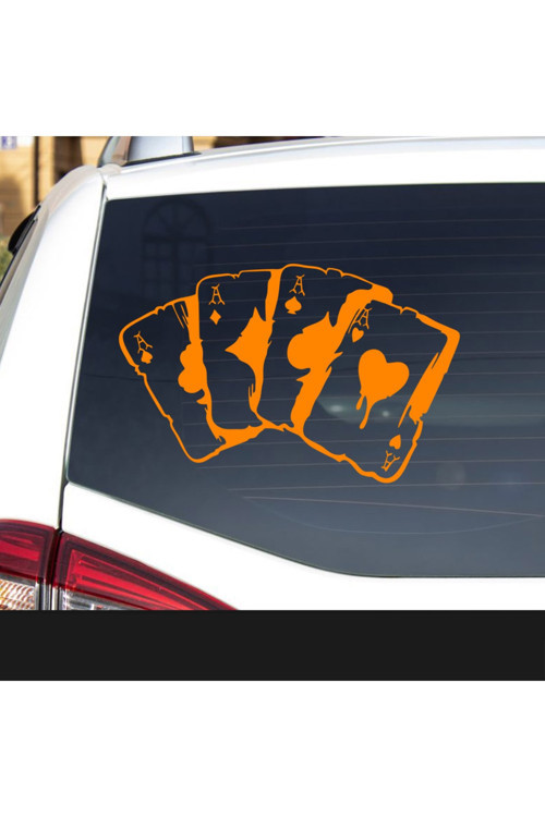 20 X 13 Cm Kare As, Poker Araba Sticker