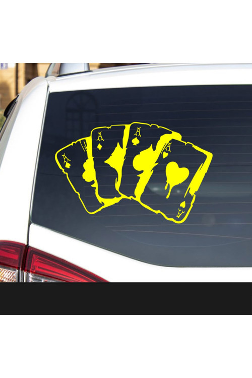 20 X 13 Cm Kare As, Poker Araba Sticker