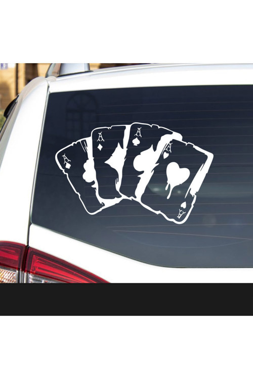 20 X 13 Cm Kare As, Poker Araba Sticker