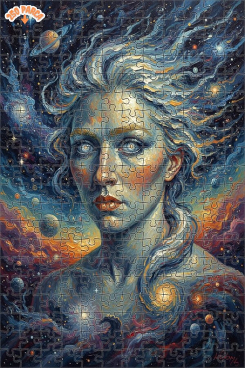 Galaktik Kadın Portresi Yağlı Boya Görünümlü Sanat Puzzle 250 PARÇA 30x30