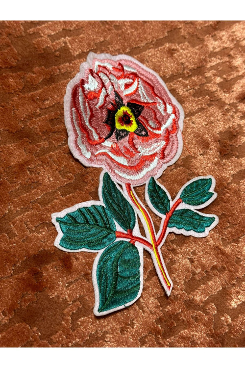 21X12 CM NAKIŞ İŞLEME RENKLİ ÇİÇEK ARMA YAMA DİKİŞ HOBİ AKSESUARI