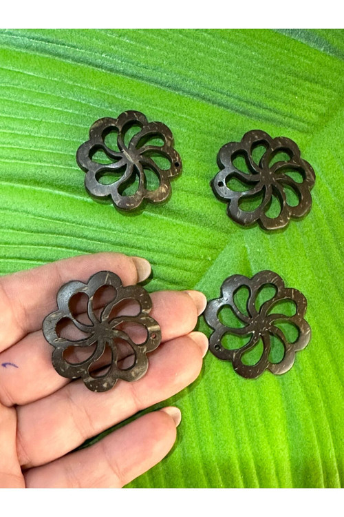 3X3 CM 4 LÜ BAMBU ÇİÇEK ARMA DİKİŞ HOBİ TAKI AKSESUARI BONCUK