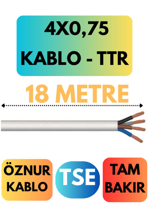 Öznur 4X0,75 TTR Kablo Metre Seçenekli (Beyaz) 18 METRE