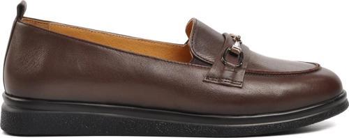 44280 Kahve Hakiki Deri Kadın Loafer Ayakkabı