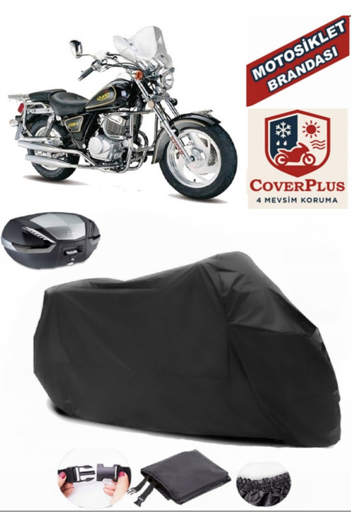 Siyah Lifan LF250-4 Motosiklet Brandası Arka Çanta Uyumlu,Lastikli,Bağlantı Tokalı