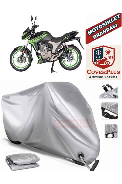 Gri Kilit Uyumlu Motor Brandası Mondial KD 125 F CBS Motorsiklet Branda,Motor Örtüsü,Lastikli