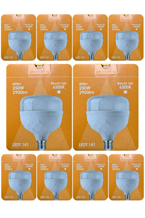 (10 Adet) Osaka 40W (250W) Beyaz Işık E27 Duylu (Kalın Duy) Led Torch Ampul