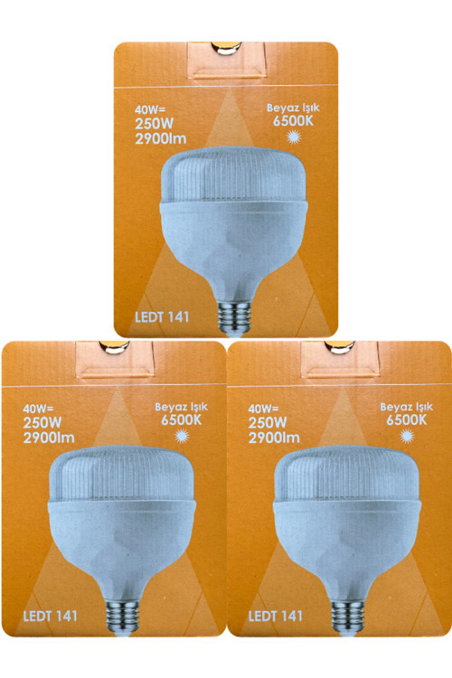 (3 Adet) Osaka 40W (250W) Beyaz Işık E27 Duylu (Kalın Duy) Led Torch Ampul