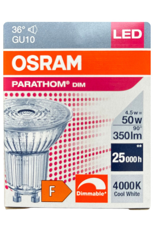 (1 Adet) Ledvance 4,5W (50W) 4000K (Gün Işığı) Dim Edilebilir GU10 Duylu Led Spot Ampul