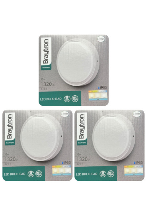 (3 Adet) Braytron 12W (Beyaz, Günışığı, Sarı Işık Ayarlanabilir) Dış Mekan Sıva Üstü Led Armatür