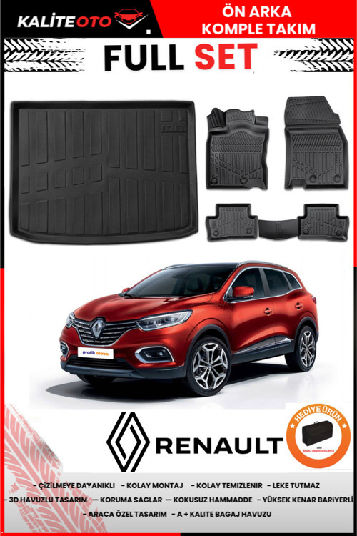 Renault Kadjar 2020 Model Bagaj Havuzu+Paspas Takımı Full Set+Hediyeli