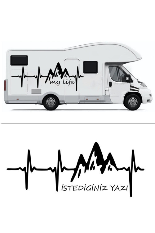 50 X 22 Cm Nabız Atışı Dağ Oto Sticker, Oto Çıkartma