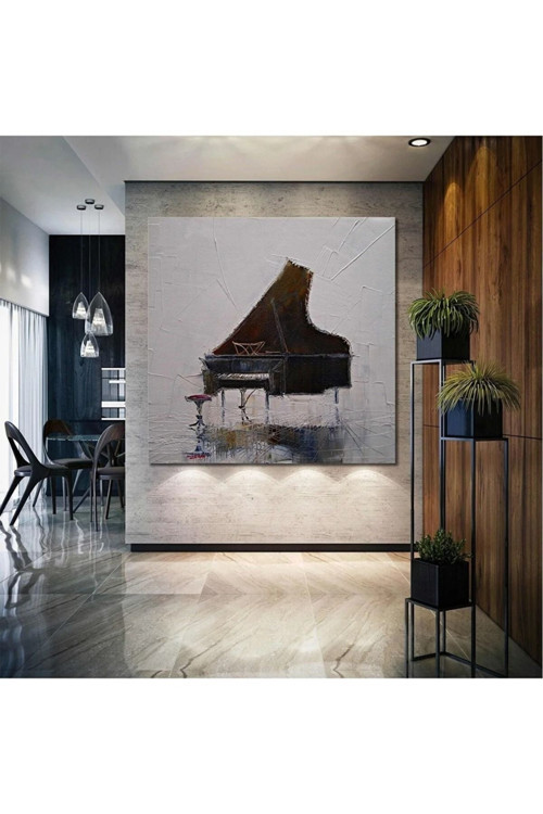 Piyano Yağlı Boya Efektli Müzik Sanat Dekor Kanvas Tablo AR030174