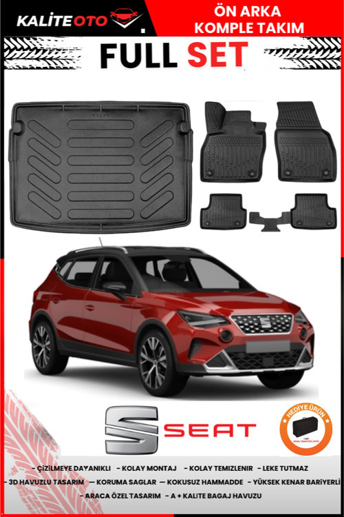Seat Arona 2019 Model Üst Bagaj Havuzu+Paspas Takımı Full Set+Hediyeli