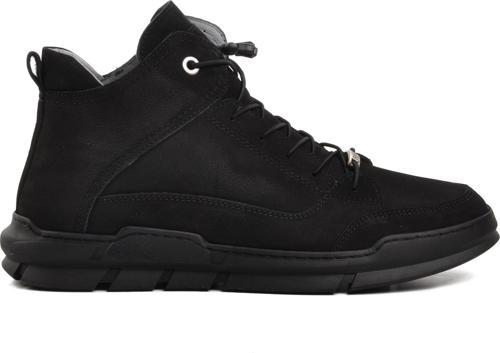 725 Siyah Nubuk Hakiki Deri İçi Kürklü Erkek Bot