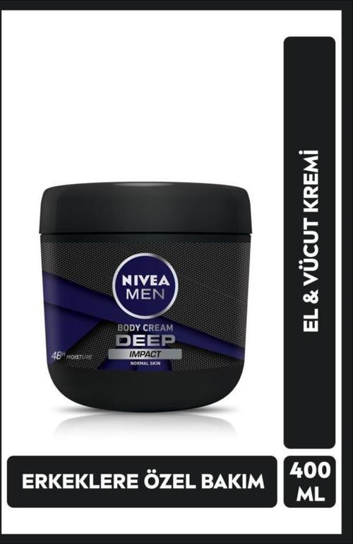 Men Erkek El Ve Vücut Kremi Deep Impact 400ml, 48 Saat Nemlendirici, Gün Boyu Ferah Cilt Hissi