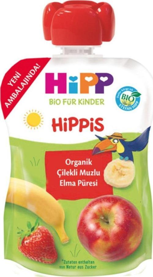 Organik Çilekli Muzlu Elma Püresi 100 Gr
