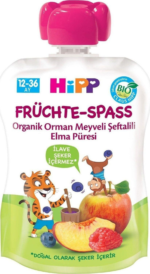 Organik Orman Meyveli Şeftalili Elma Püresi 90 Gr