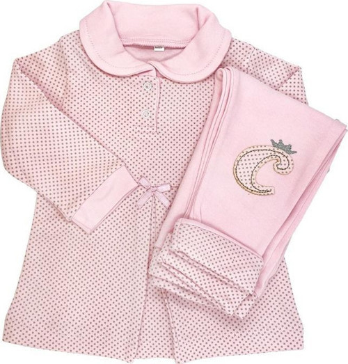 Puantiyeli Elbise 2'li Takım 6 Ay - Pembe