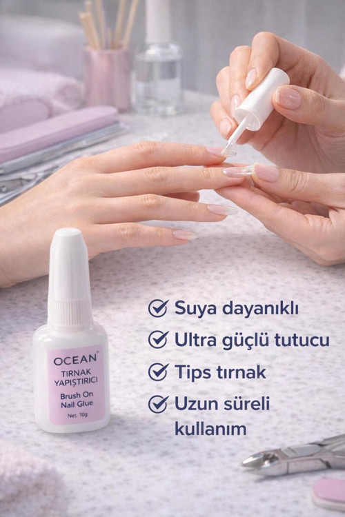 Fırçalı Tırnak Yapıştırıcı 10 g - Brush On Nail Glue ( 2 Adet )