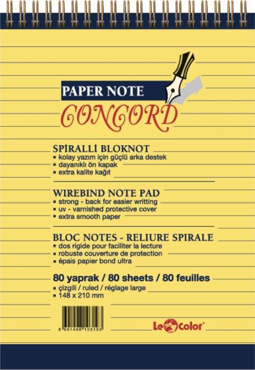 Concord Ofis Bloknot A5 Çizgili Sarı
