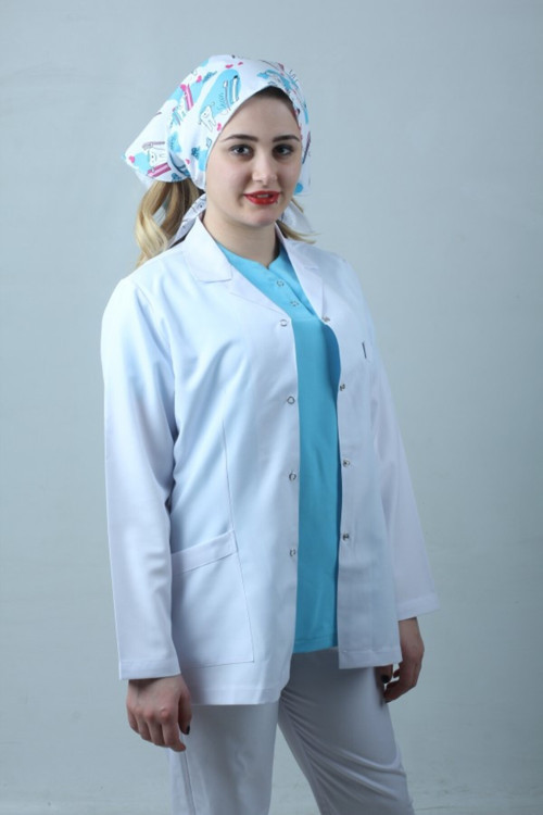 Kadın Klasik Yaka Beyaz Kısa Doktor Önlük (M BEDEN) Hemşire, Eczacı Öğretmen Laborant Önlüğü