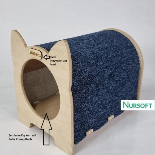 Cat Face Ahşap Kedi Yuvası Nr-0082
