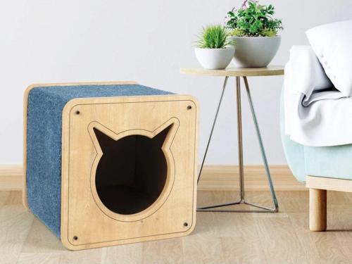 Kedi Görünümlü Ahşap Kedi Yuvası Nr-0080