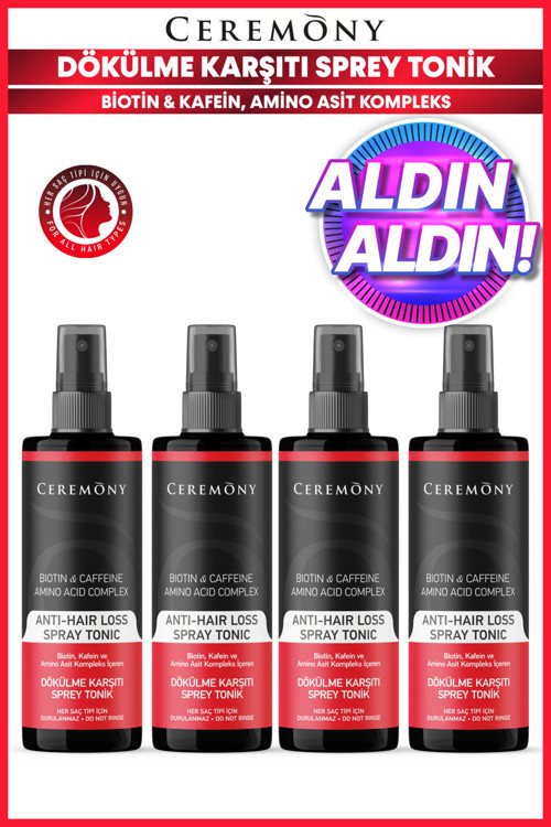 Biotin & Kafein & Amino Kompleks İçeren Dökülme Karşıtı Saç Sprey Toniği 250 Ml x 4 Adet
