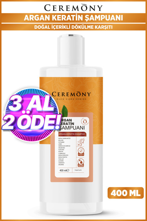 Doğal Sarımsaklı 15 Bileşenli Argan Keratin Şampuanı 400ml