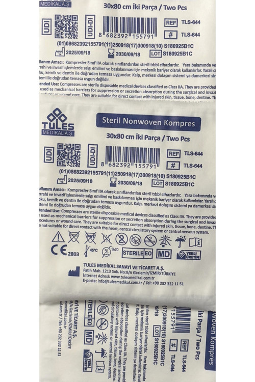 STERİL NONWOVEN KOMPRES 30x80 cm ( 50 ADET )