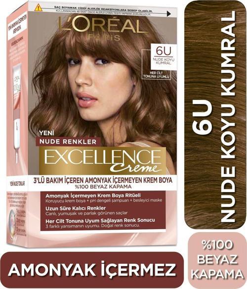 L’Oréal Paris Excellence Creme Nude Renkler Saç Boyası – 6U Nude Koyu Kumral