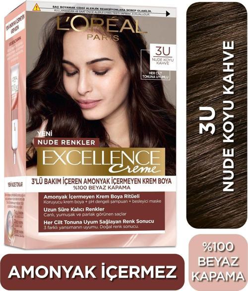 L’Oréal Paris Excellence Creme Nude Renkler Saç Boyası – 3U Nude Koyu Kahve