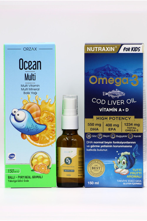 Multi, Estellife D3 Sprey ve Omega-3 Cod Liver Oil - Çocuklar İçin Vitamin ve Omega 3 Paketi