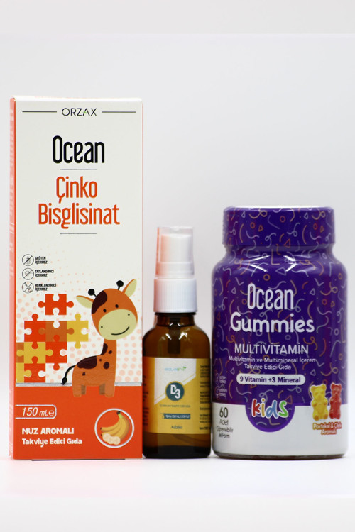 Çocuklar İçin Bağışıklık ve Multivitamin Destek Seti: Çinko, D3 & Gummies Multivitamin