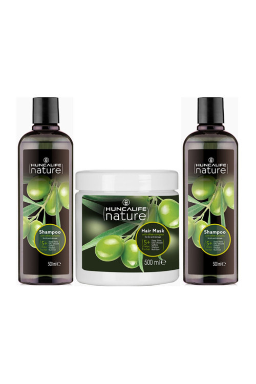 2 Adet Nature Zeytinyağlı Şampuan 500 ml Ve 1 Adet Saç Bakım Maskesi 500 ml