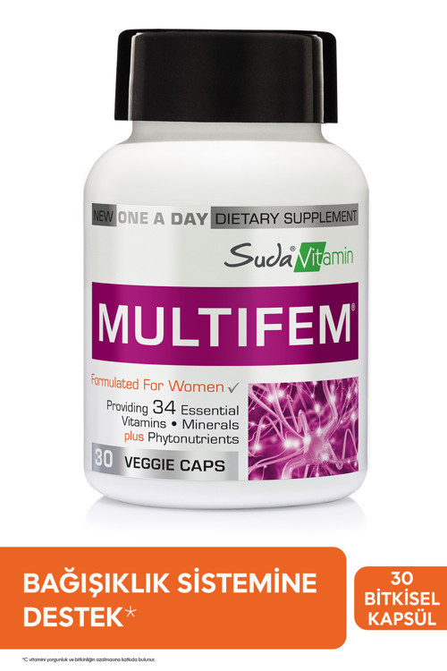 Multifem Kadınlara Özel Multivitamin,Turna Yemişi,30 Temel Vitamin&Mineral İçeren 30 Bitkisel Kapsül