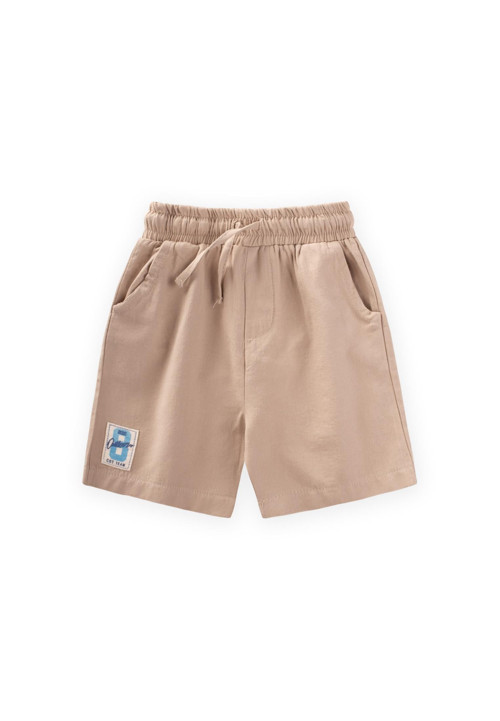 Etiket Detaylı Flanel Kapri 1-7 Yaş Vizon