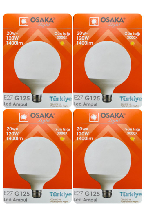 (4 Adet) 20W (120W) 3000K (Sarı Işık) E27 Duylu (Kalın Duy) Glop Led Ampul