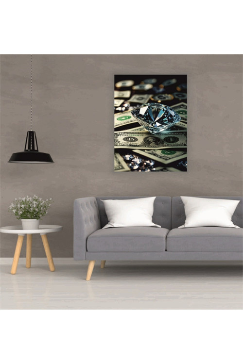 BLT DİZAYN Elmas Temalı Dekoratif Cam Tablo – 4 mm Temperli Cam, Şık Duvar Dekoru