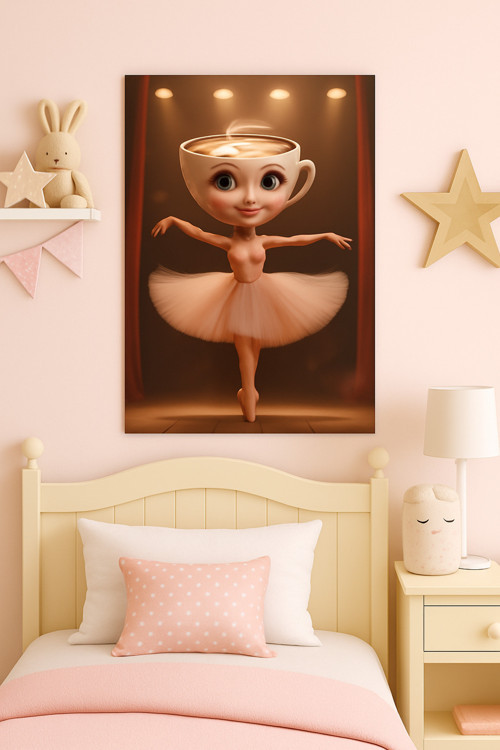 BLT DİZAYN Ballerino Cappuccino Cam Tablo - Çerçevesiz | Çocuk Odası Dekoru