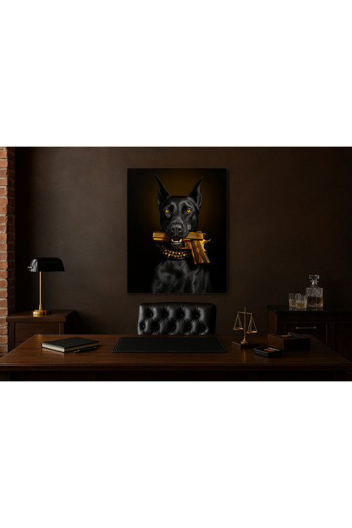 BLT DİZAYN MAFİA KÖPEK DOBERMAN CAM TABLOSU EV HEDİYESİ KIRILMAZ LÜKS MODERN CAM TABLO