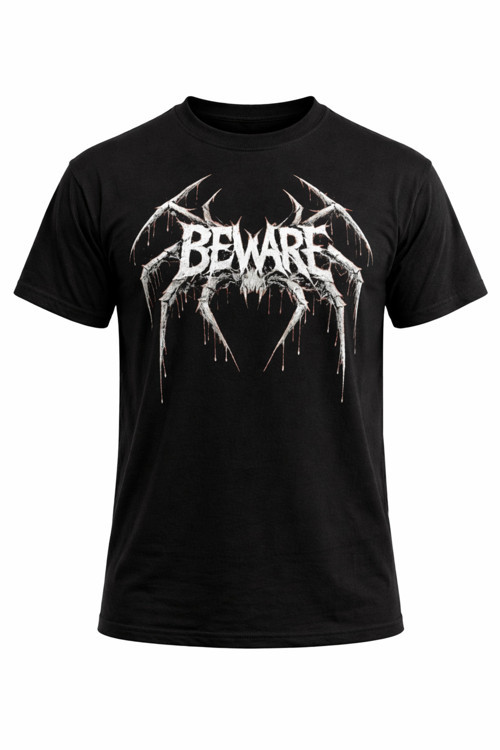 %100 Pamuk Unisex Siyah Oversize T-shirt BEWARE