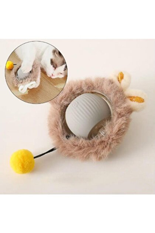 Kp Şarjlı Hareketli Peluş Kedi Oyuncağı Kuyruklu 5 Cm – İnteraktif Titreşimli Hareketli Top