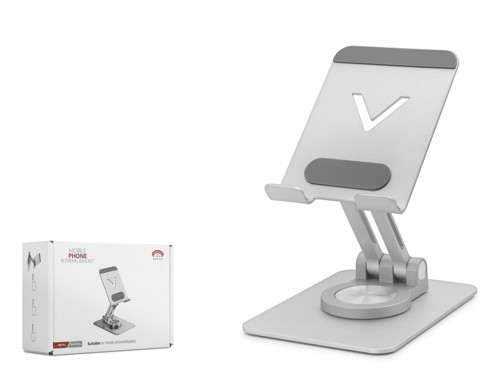 Büro Ev Ofis Hediyesi için Silver Metal 360 Döner Ayarlı Masaüstü Telefon Standı