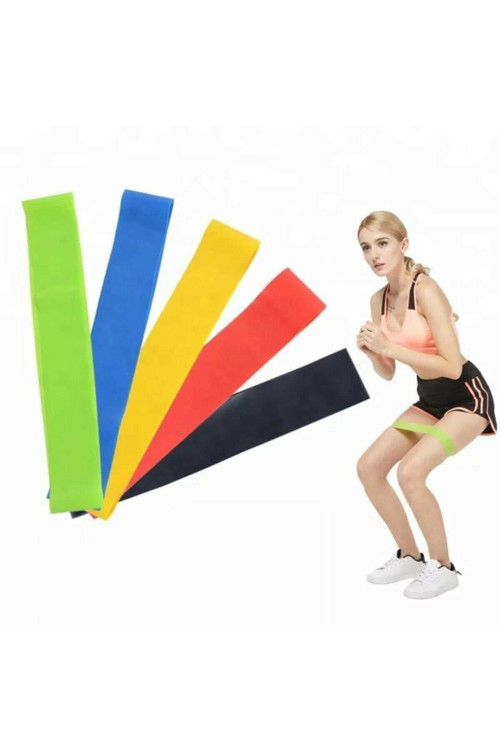 Büro Ev Ofis Egzersiz Sporu için 5ADET Pilates Direnç Lastiği Seti Seti