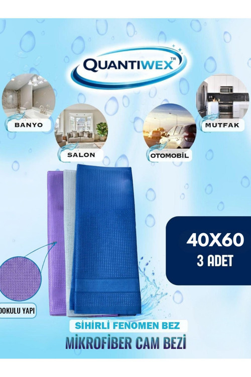 Büro Ev Ofis Hijyeni için 3ADET 40x60CM İz Bırakmaz Mikrofiber Cam Silme Bezi Seti