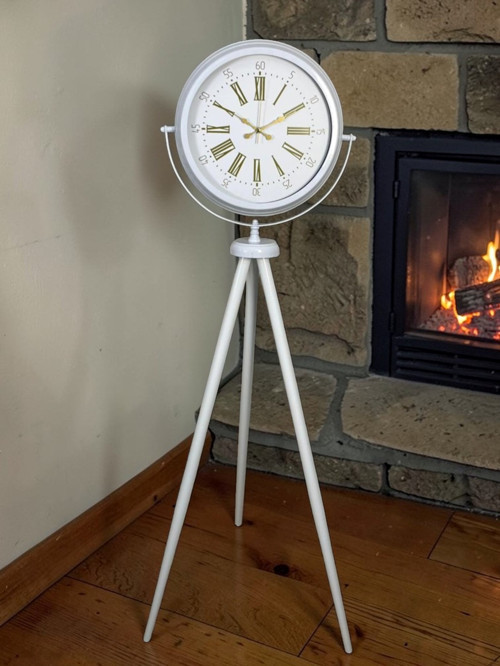 Büro Ev Ofis Dekoru için Ayaklı Beyaz Royal Golden Roma Rakam Tripod Saat