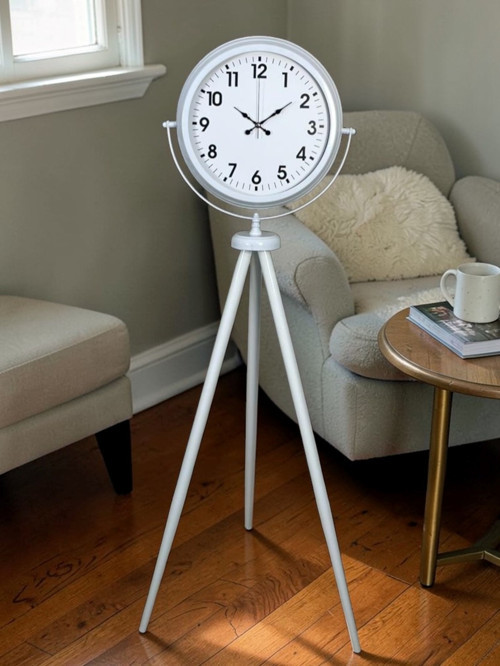 Büro Ev Ofis Dekoru için Ayaklı Beyaz Soft Stil Tripod Saat