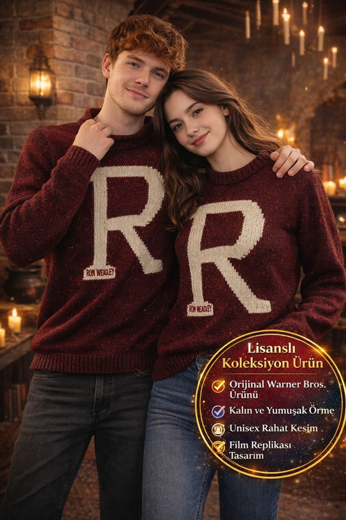 Harry Potter Ron Weasley Kazak Lisanslı Bordo R Harfli Unisex Koleksiyon Ürün - L Beden